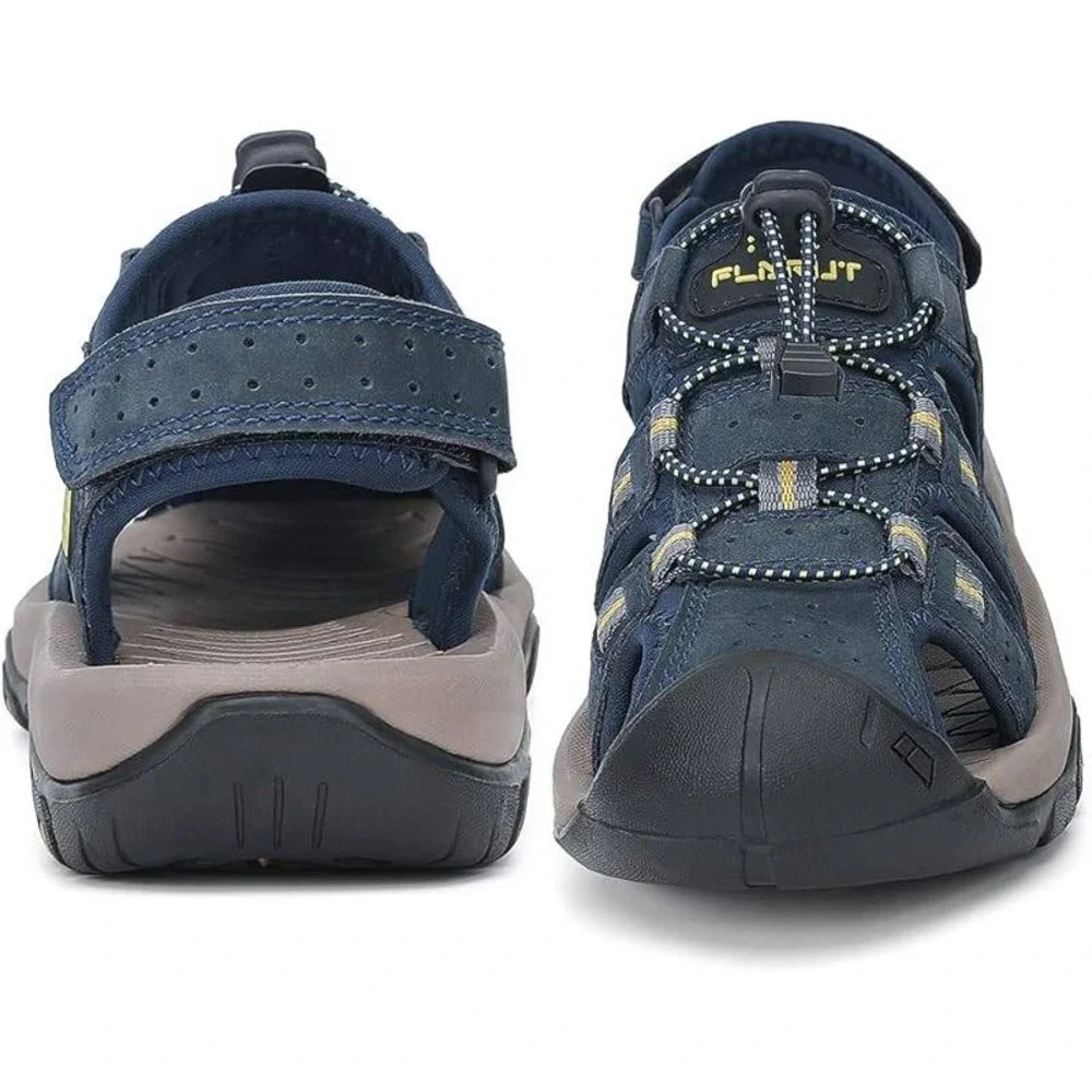 FLARUT Men's US 7.5 Blue Closed Toe Sport Sandals Lightweight Leather Hiking
